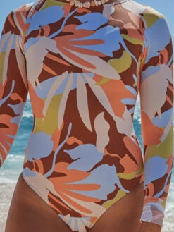 Roxy Floraldelic Printed Long Sleeve UPF 50 Swimsuit -Roxy Shop erjwr03614 roxyl cpq6 bck2