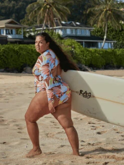 Roxy Floraldelic Printed Long Sleeve UPF 50 Swimsuit -Roxy Shop erjwr03614 roxyl cpq6 bck3