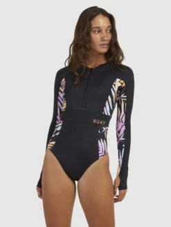 Roxy Active Long Sleeve One-Piece Swimsuit -Roxy Shop erjwr03628 roxyw kvj4 frt1