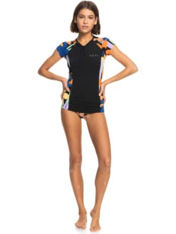 Roxy Caps Sleeve Short Sleeve Zip-Up Rashguard -Roxy Shop erjwr03639 roxyw kvj6 frt9