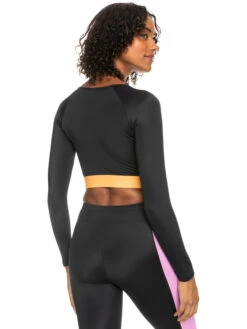 Roxy Fitness Long Sleeve Cropped Rashguard -Roxy Shop erjwr03652 roxyw kvj0 bck1