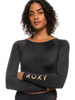 Roxy Fitness Long Sleeve Cropped Rashguard -Roxy Shop erjwr03652 roxyw kvj0 frt3
