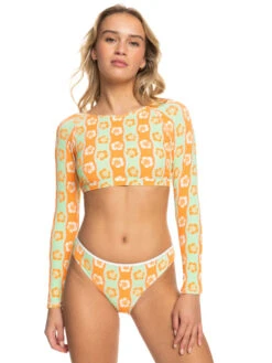 Roxy Wavy Babe Cropped Long Sleeve Rashguard -Roxy Shop erjwr03655 roxyw gbg6 frt1