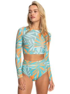 Roxy Pro Nose Ride Long Sleeve Cropped Rashguard -Roxy Shop erjwr03666 roxyw bhb6 frt1